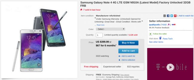 Fotografía - [Alerta Trato] Desbloqueado Restaurado Samsung Galaxy Nota 4 Sólo Ahora $ 400 en eBay